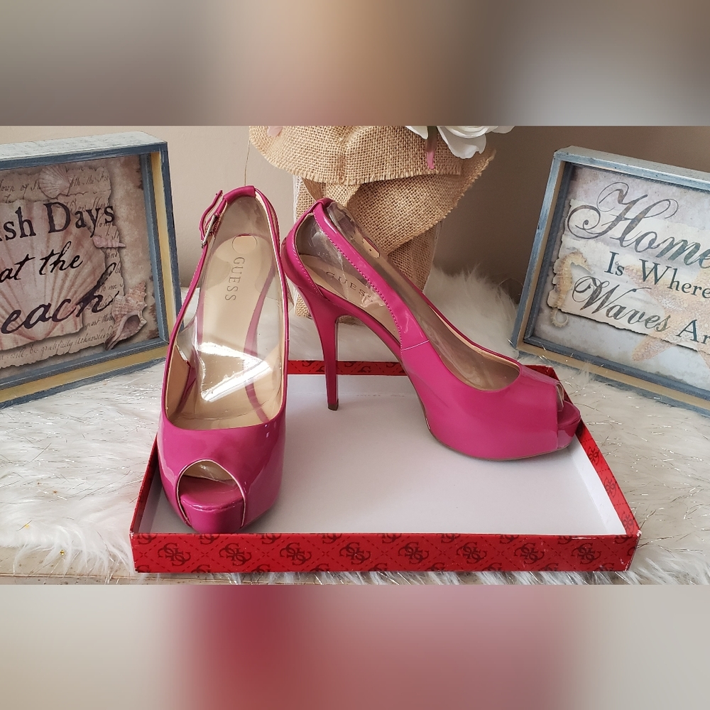 Guess pink platform heels 9.5